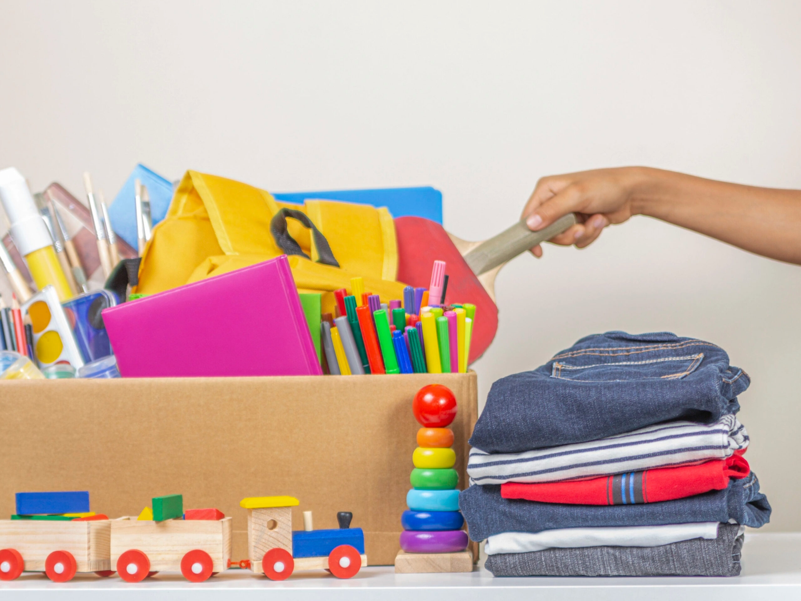 Parent donating supplies to a classroom